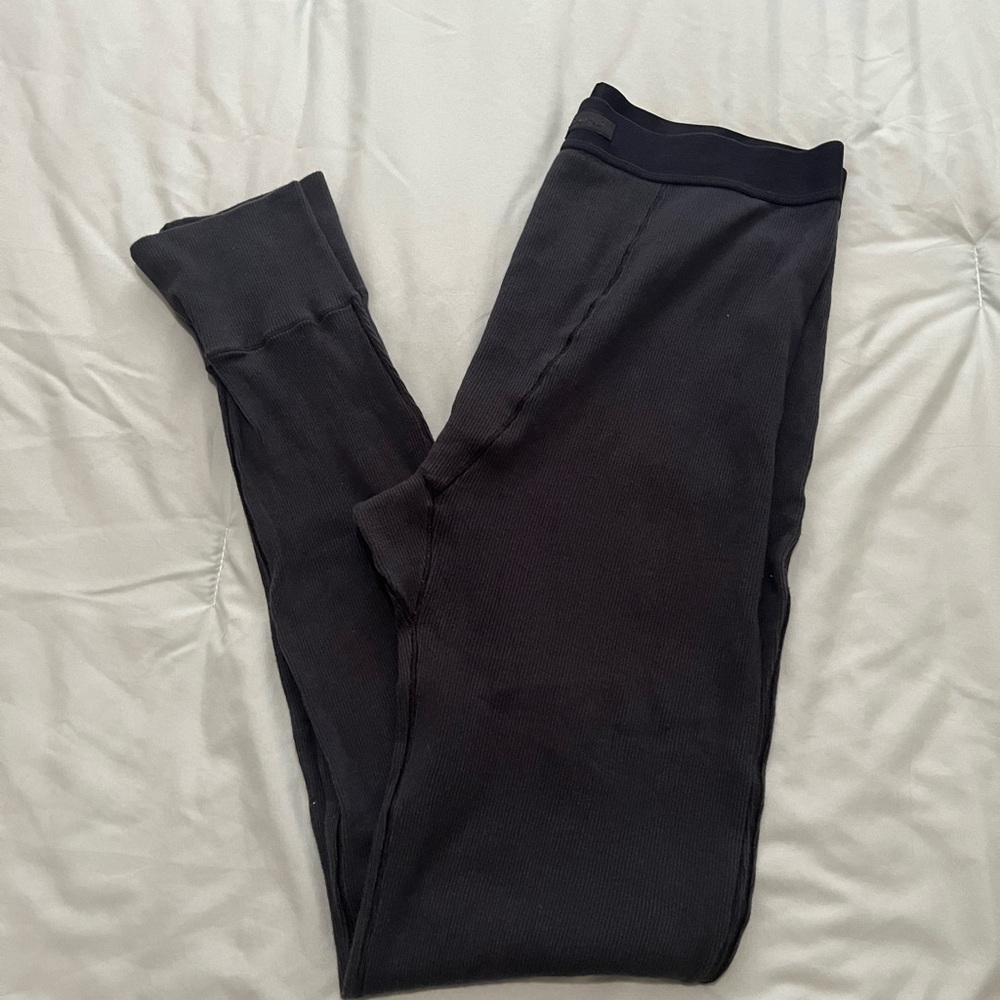 SKIMS Cotton Rib Leggings Black Soot Large Like New